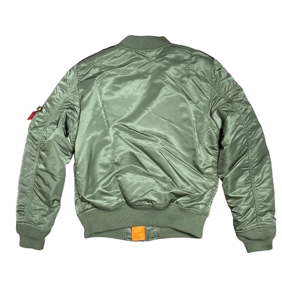 Alpha Industries MA-1 Reversible Bomber Jacket Satin Army Green Womens Medium - Picture 2 of 10